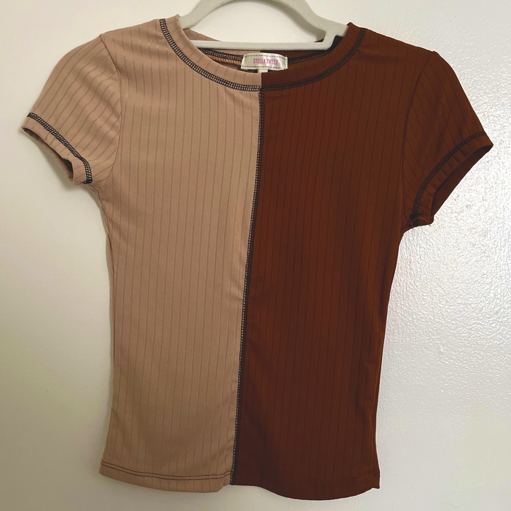 Stella Tweed: Brown Top, Size M, Tight Fit, Brand New, In Perfect Condition